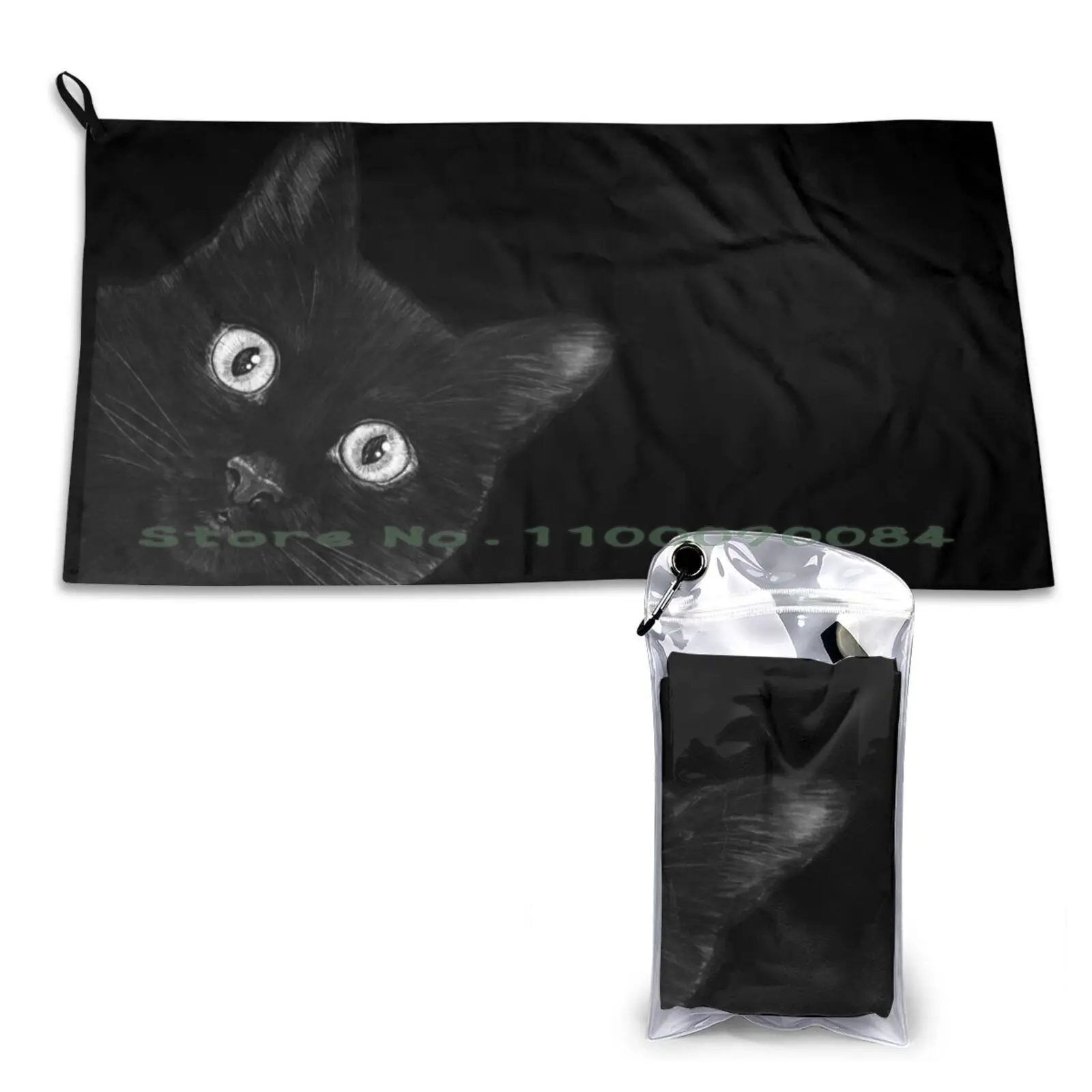 

Black Cat Quick Dry Towel Gym Sports Bath Portable Animals Kitty Graphic Black And White Cute Funny Black Cat Cats Soft