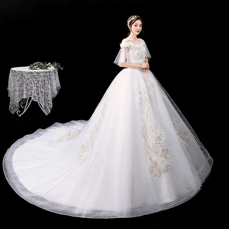 

XXN-132#Bridal Wedding Dress Organza With Embroidery Lace Up Ball Gown Custom Plus Size Free Delivery Ship Bride Getting Married