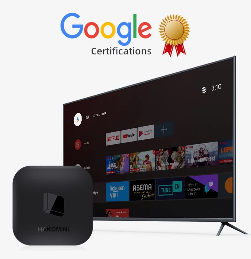 Genuine Google Certificate Android TV OS Android TV Box HAKOMiNi 5G WIFI 1000M Ethernet 4K Youtube Chromecast Google Assistant