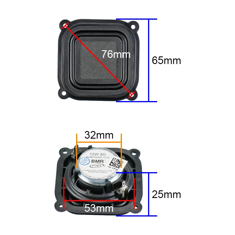 GHXAMP 2.5 Inch 65mm For UK NXT BMR Full-range Speaker Balanced Mode Neodymium 8OHM 12W Flat Vibration Basin Ultra-thin 2pcs