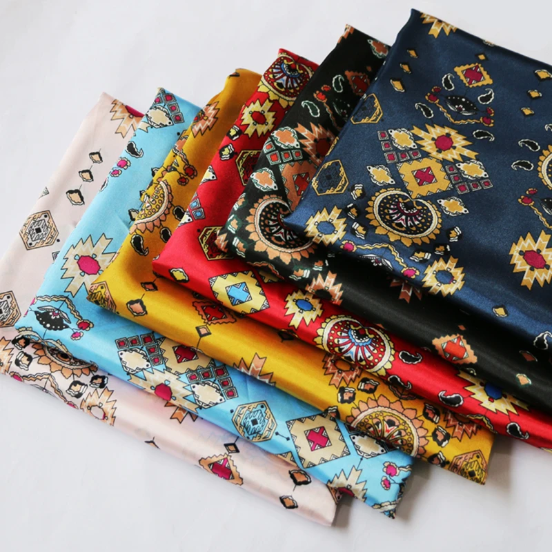 By Meter Vintage Patchwork Fabric Satin Charmeuse Material For Gown Scarf