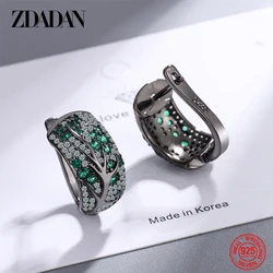 ZDADAN New 925 Sterling Silver Blue Gem Tree Hoop Earrings For Women Wedding Jewelry Gift