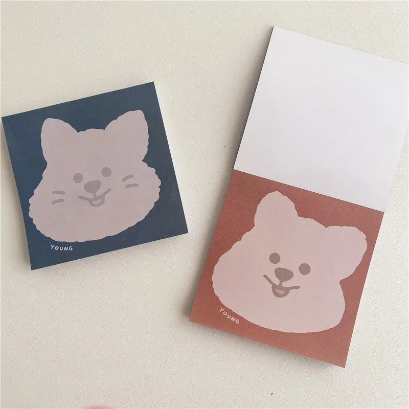 Cartoon Cute Bear Head Portrait Memo Pad 50 Sheets Mini Notepad School Supplies Stationery Kawaii Creative Office Message Paper