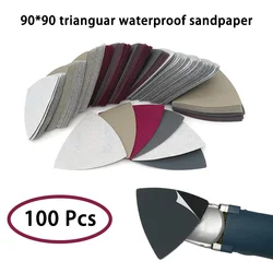 100Pcs Driehoek Massaal Schuurschijf Schuurpapier Haak Lus 90*90*90Mm 60-10000 Grit Schurende gereedschap Voor Polijsten Slijpen