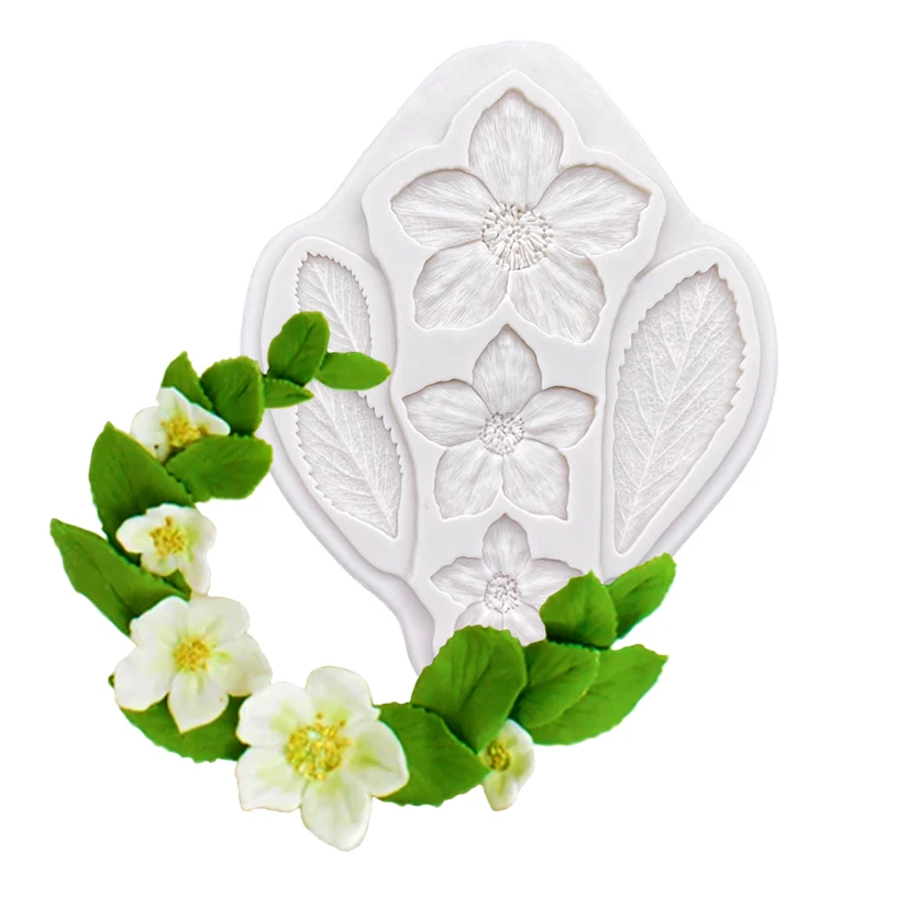 Strawberry Leaf Flower Silicone Mold Sugarcraft Cupcake Baking Mold Chocolate Fondant Cake Decorating Tools