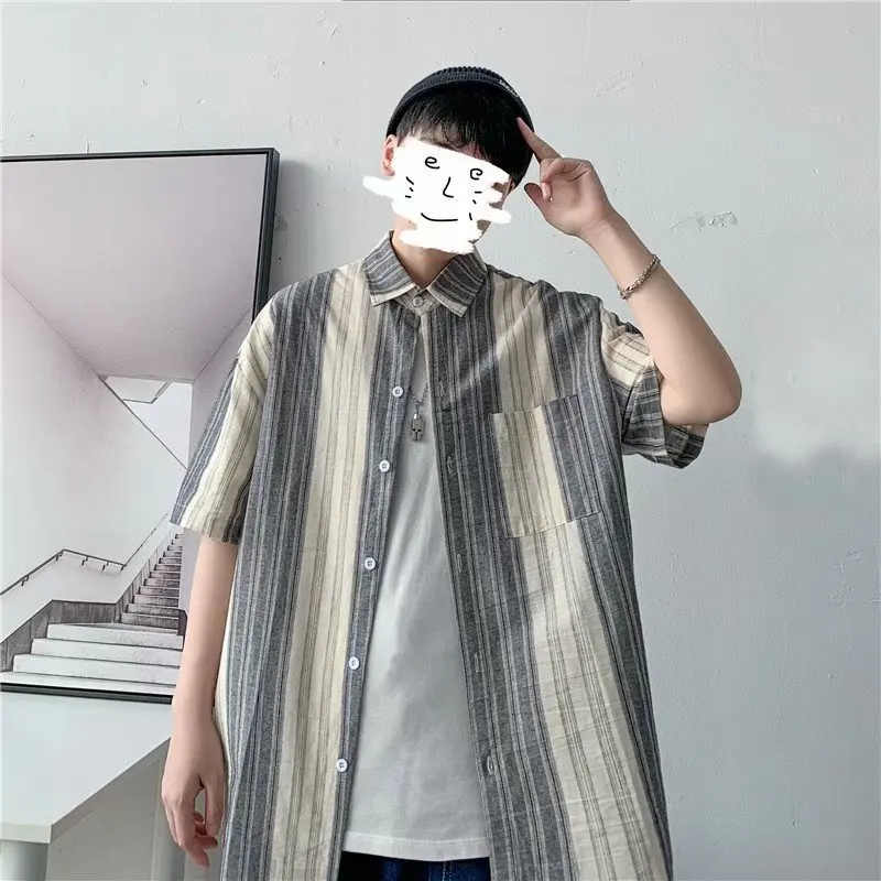 Shirt men's tie dye ins Korean fashion loose casual versatile short sleeve Shirt ruffian handsome half sleeve clothes men 2021
