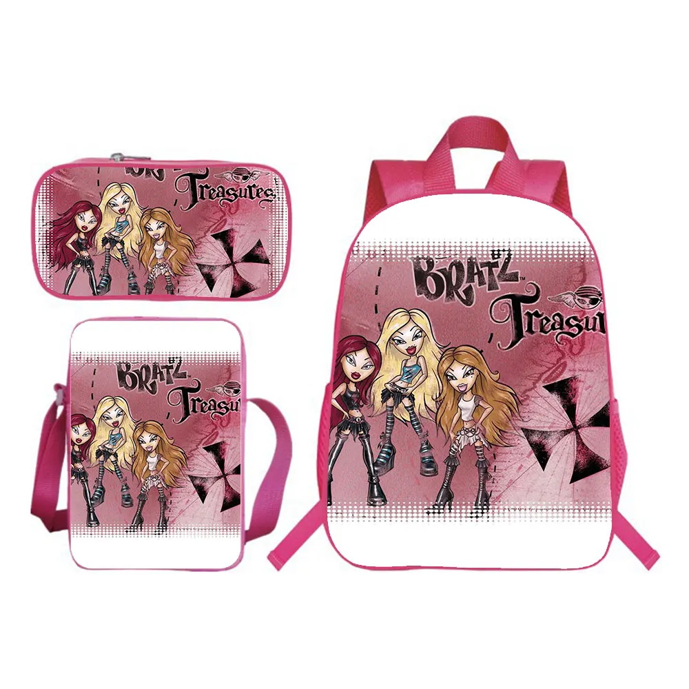 Bratz-Conjunto de mochila para niño y niña, Bolsa Escolar para adolescentes, regalo (mochila + bolso de hombro + bolso de bolígrafo), 3 uds.