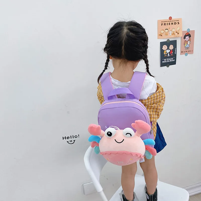 Sac à dos en forme de crabe pour enfant en bas âge, pour fille et garçon, avec dessin animé 3D, nouvelle collection