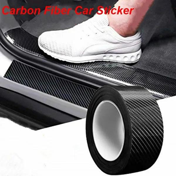 3D Carbon Fiber Car Sticker DIY Paste Protector Strip Car Door Sill Side Mirror Anti Scratch tape Waterproof Protect Film