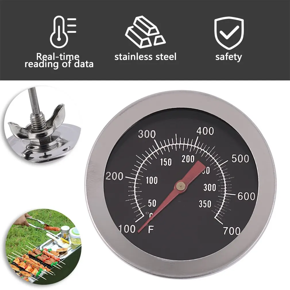 2021 HOT Stainless Steel BBQ Smoker Pit Grill Bimetallic thermometer Temp Gauge with Dual Gage 500 Degree Cooking Tools