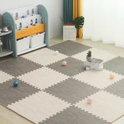 Alfombra de espuma para suelo de rompecabezas de grano de madera, estera de empalme para dormitorio, alfombra de juego para bebé, baldosas de ejercicio entrelazadas de 30x30cm