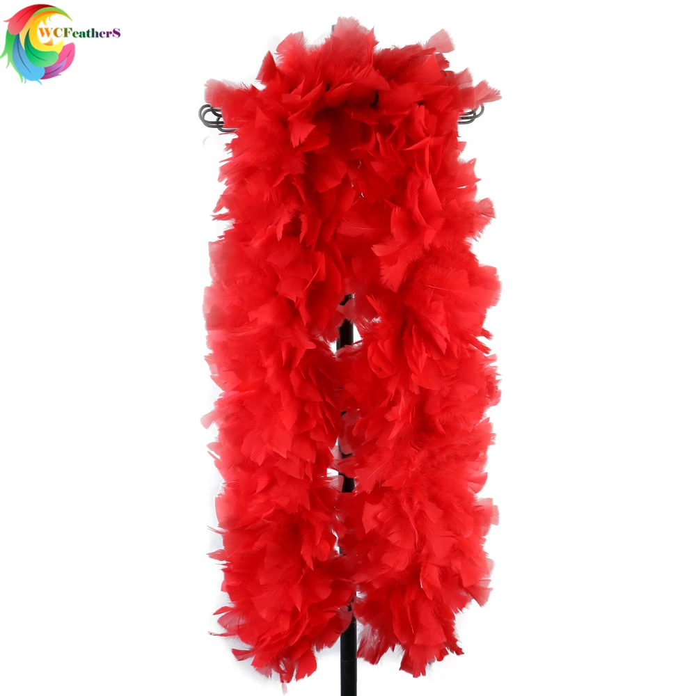 WCFeatherS 200gram Fulffy Red Turkey feather Boa Big feathers Scarf Wedding Party Shawl Decoration Crafts