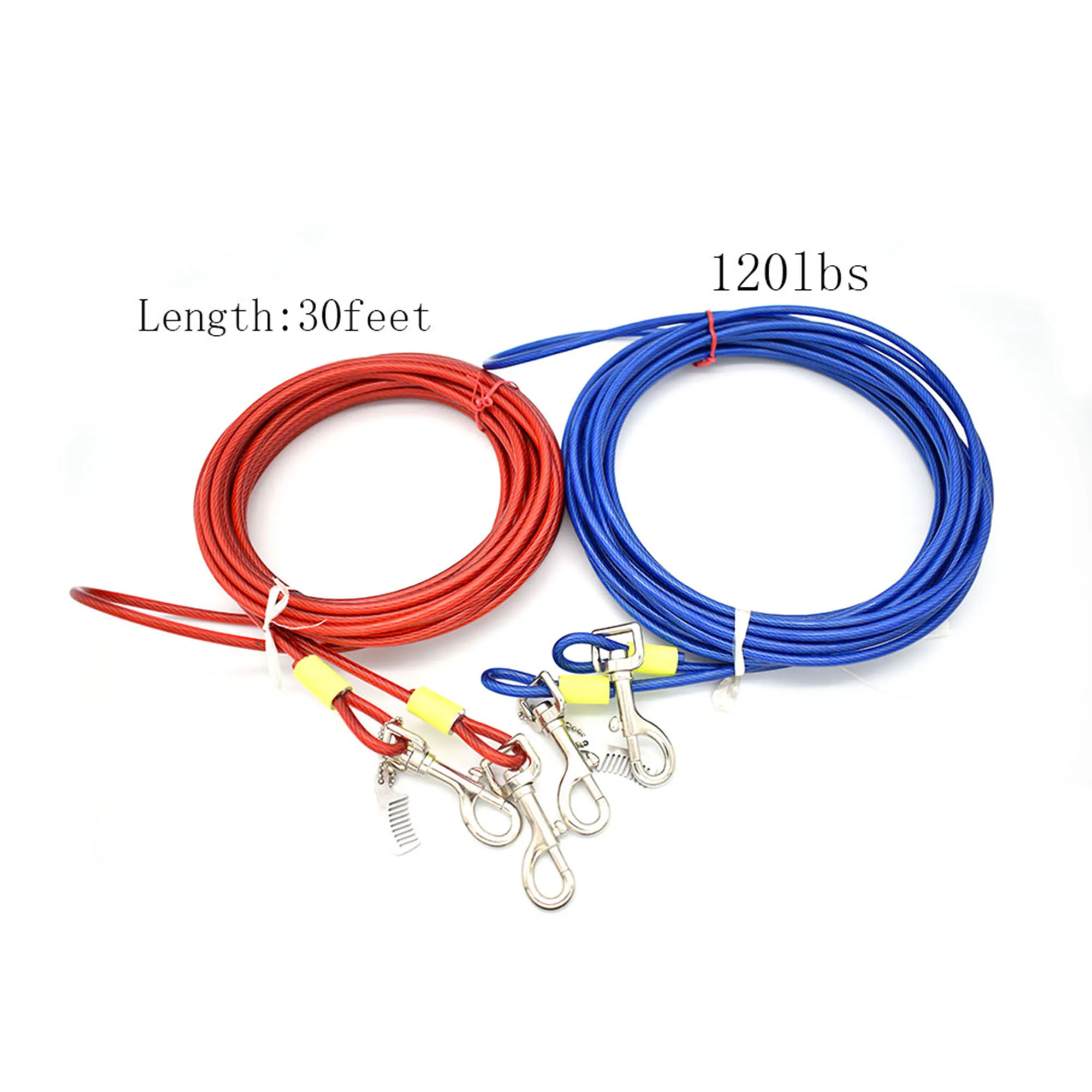 Dog Tie-Outs Cable Lead Pet 75/120lbs Tie Out Cable for Dogs Pet Drag Leash Rope for Outdoor Camping Rope Durable Dog Leash