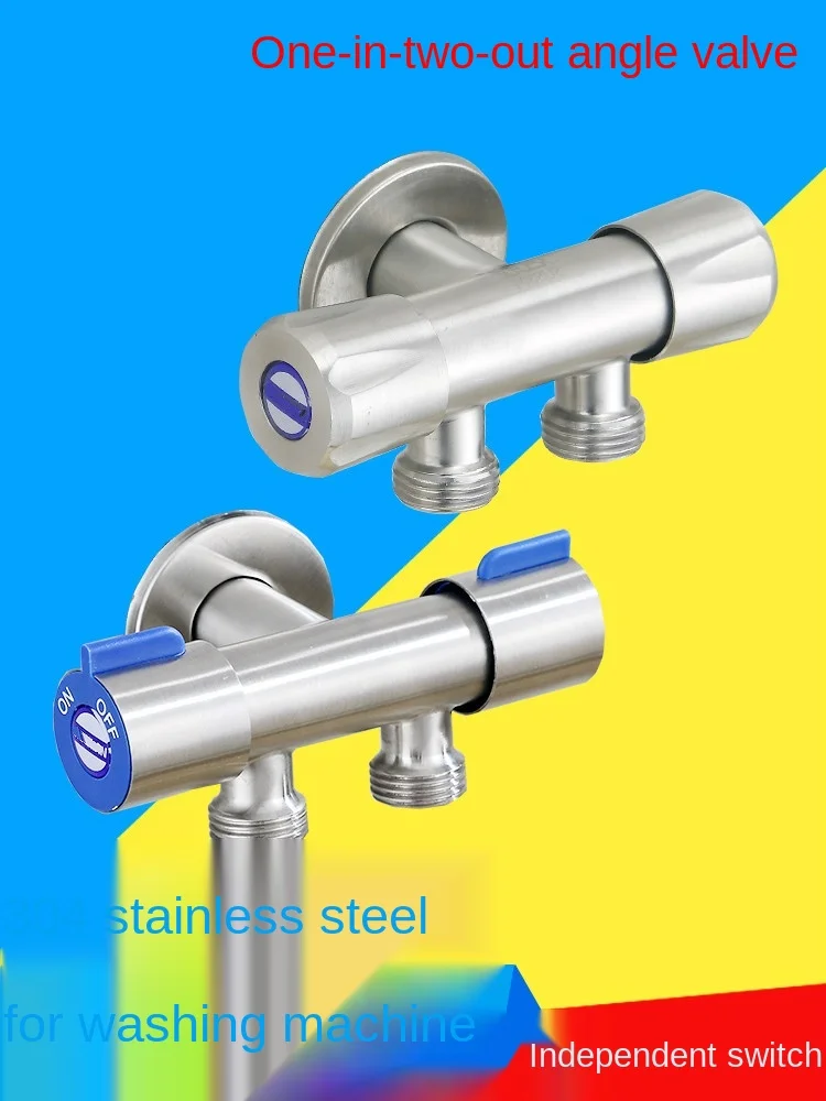 Three Way Angle Valve 1 In 2 Out 304 Stainless Steel Valve One In Two with Double Switch Double Outlet Toilet Water Distributor