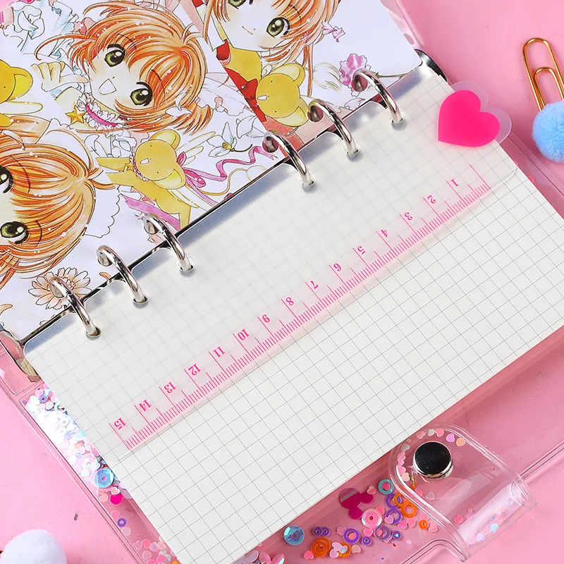 

Kawaii A6 A5 Pink Heart PP Ruler, Loose Leaf Spiral A6 Notebook Planner DIY Accessory