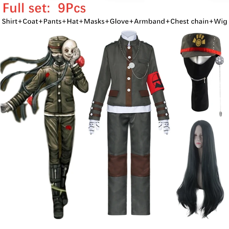 Anime danganronpa v3 korekiyo shinguji cosplay conjunto completo masculino feminino traje roupa uniforme escolar todos os terno peruca 9 pçs