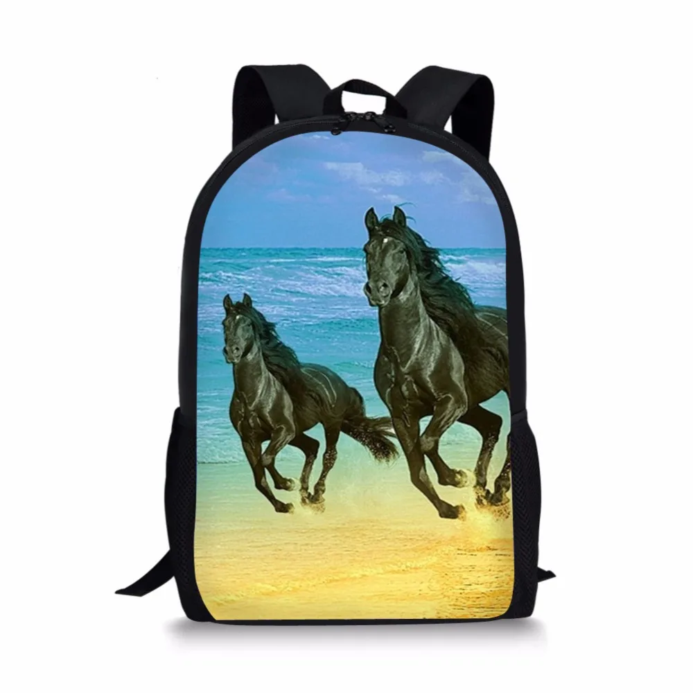 School Bag for Teenager Girls Primary Students Schoolbag Cool White Horse Children Book Bag Boys Vintage School Bag