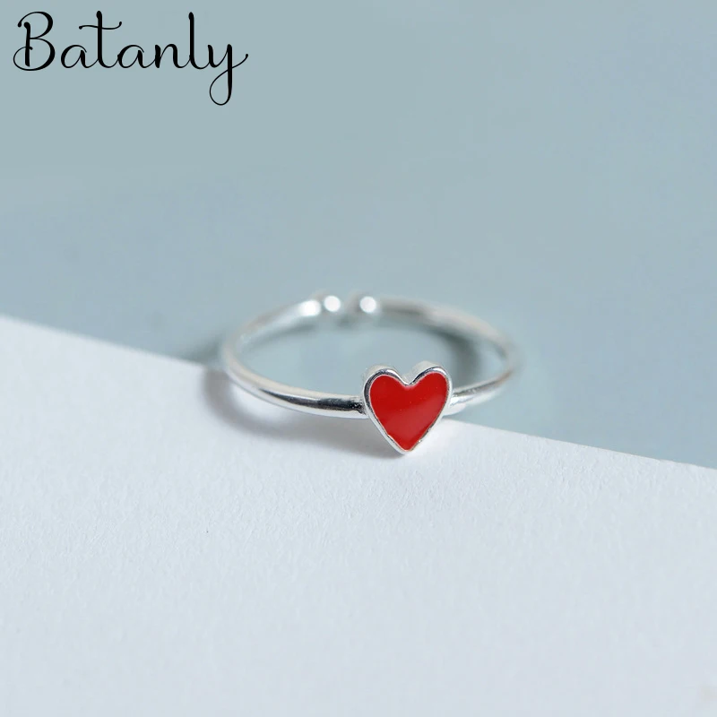 Punk Red Love Heart Rings For Women Girls Fashion Irregular Finger Rings Gift 2021 Female Jewelry Party