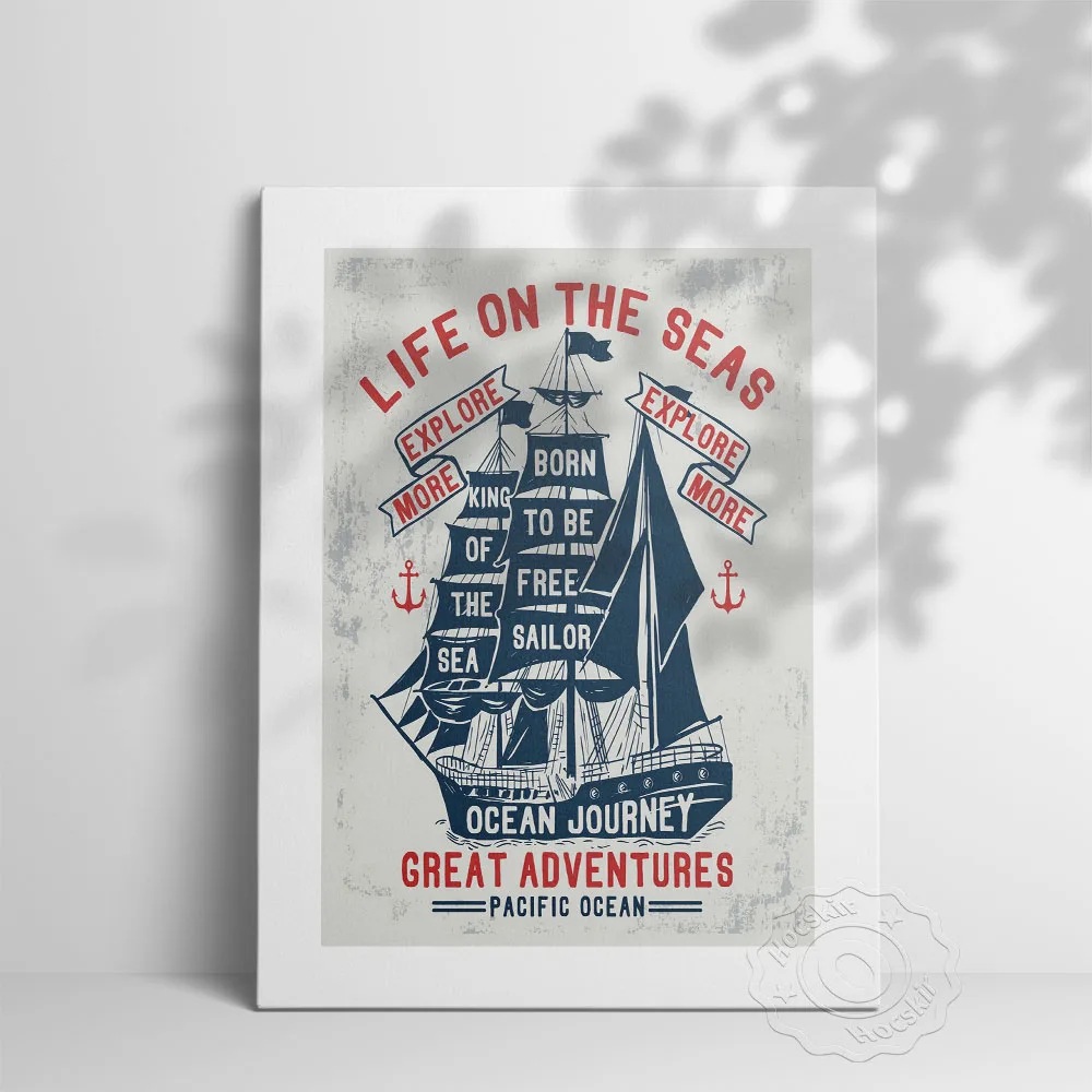 Life On The Seas Poster, Explore More Ocean Journey Decor Mural, Great Pacific Ocean Adventures Art Prints, Boy Room Decor Gift