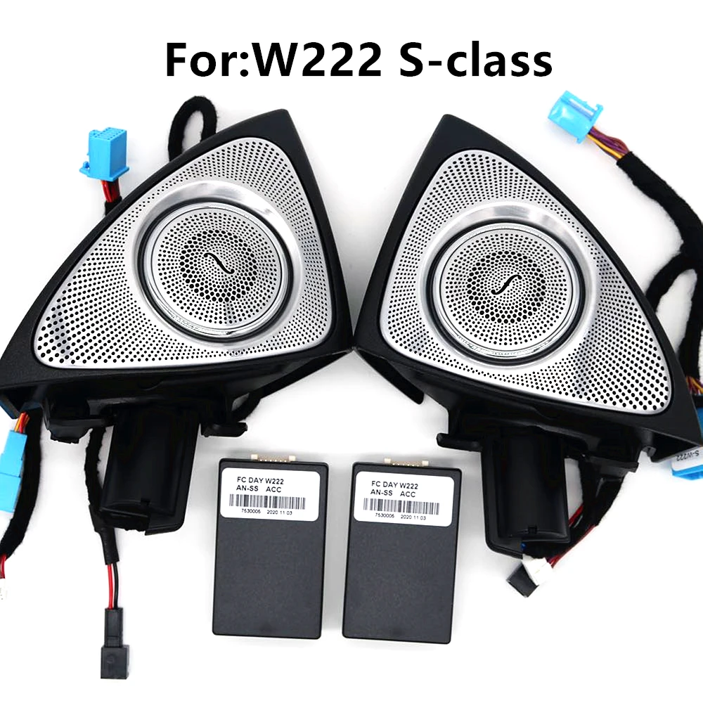 3D Rotating Tweeter For Mercedes Benz C GLC E S-class W205/W213/W222/X253/W177 RGB LED Luminous Car Speaker horn 64 Colors