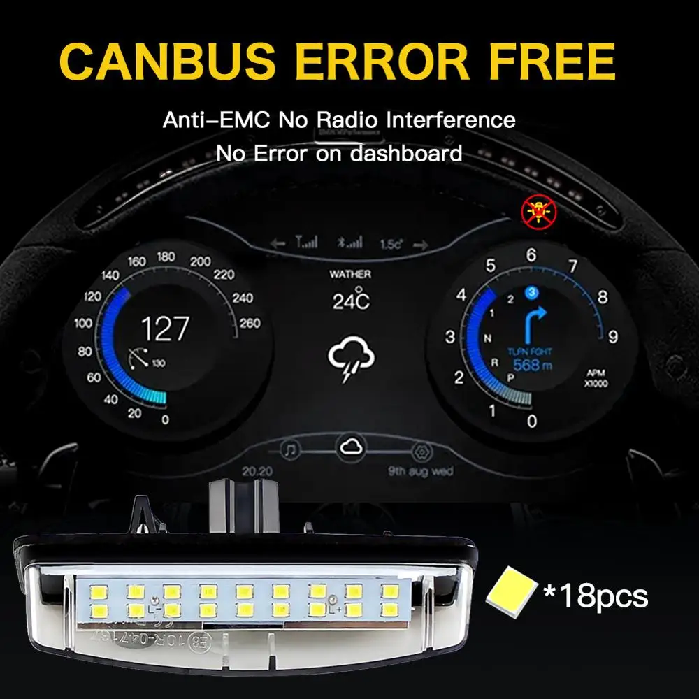 2Pcs CanBus LED License Plate Lights for Toyota Camry/Aurion Avensis Verso Echo Prius LEXUS  Is200 / Is300 1999~2005 Number Lamp