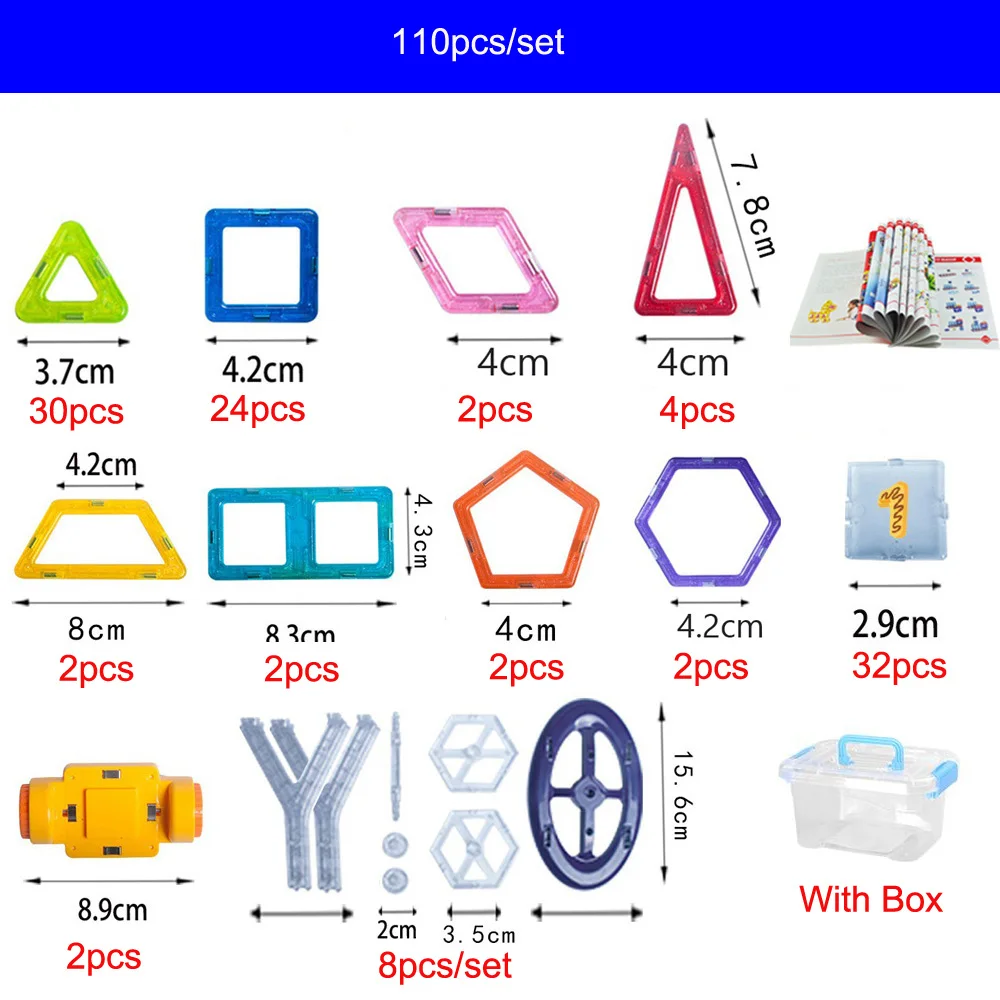 

110pcs Mini Magnetic Designer Construction Set Model & Building Plastic Magnetic Blocks Educational Toys For Kids Gift