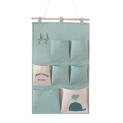 Wall Hanging Storage Bag Fabric Pouch Multi Pockets Multilayer Closet Door Hanging Storage Bag Home Cosmetics Toys Organizer