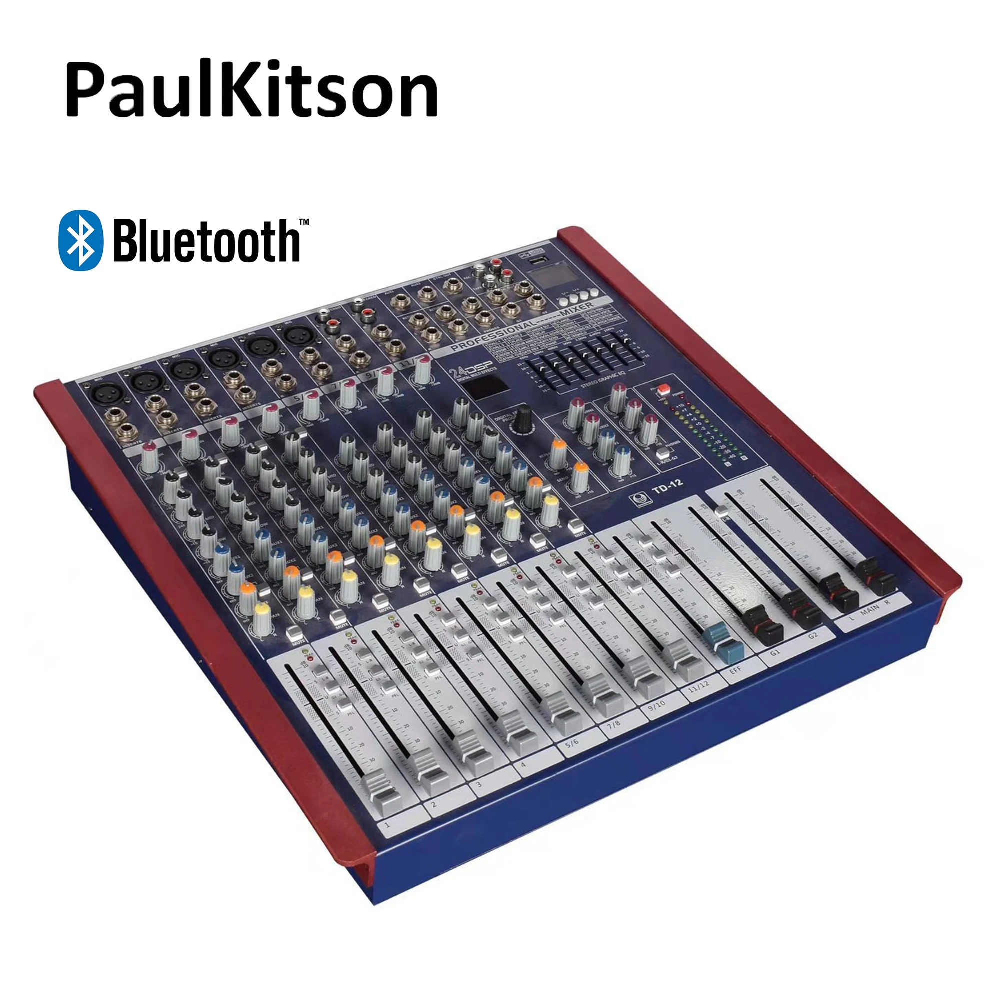 Микшерная консоль Paulkitson TD12 профессиональный звуковой микшер, 12 каналов, диджейская студийная Миксер с питанием, аолификатор 48 В, Phantom