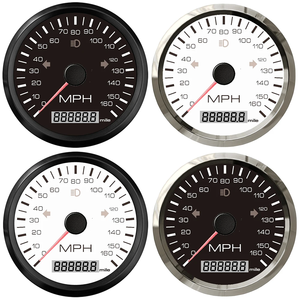 

GPS-измеритель скорости для лодки, 85 мм, 0-метр одометра миль/ч, с поворотным светом, для морского автомобиля, мотоцикла, водонепроницаемый, нержавеющая сталь, 9-32 В