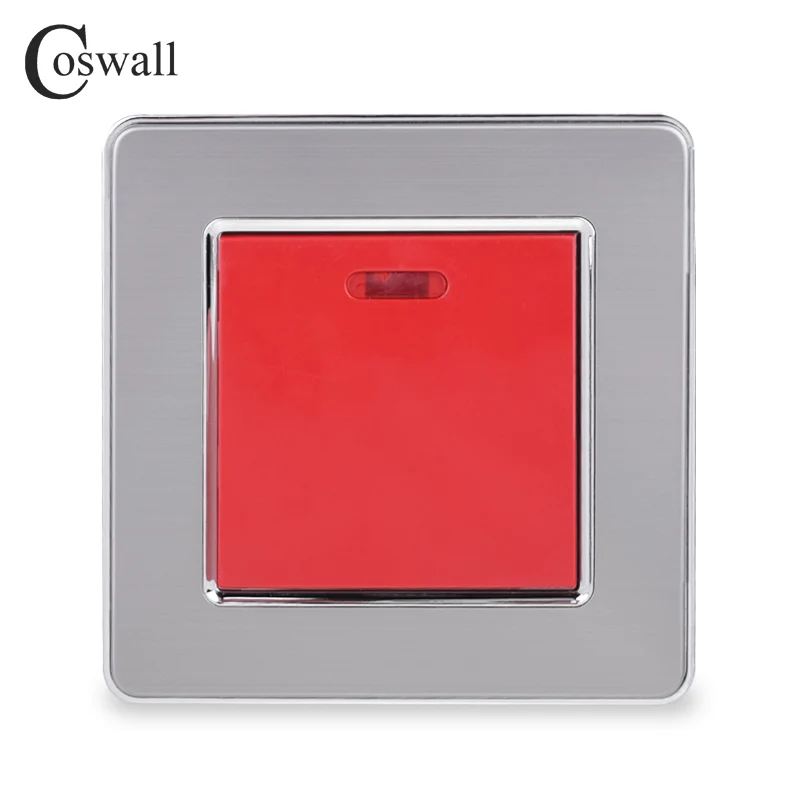 COSWALL 45A DP Switch With Neon High Power Electric Switch Kitchen Water Heater On / Off Wall Switch Air Conditioner Interruptor