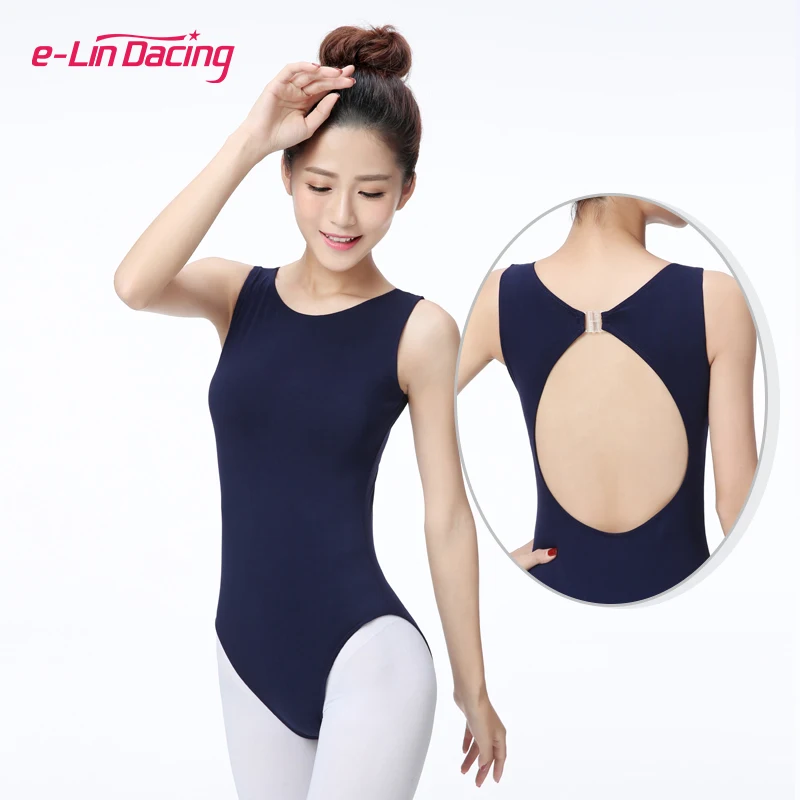 Customized Logo Women Pure Color Tank Ballet Dance Leotards Scoop neck Gymnastics  Bodysuits Woman Ballerina Stage costume