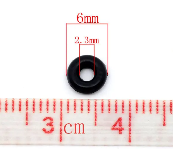 DoreenBeads Black White Rubber Ring/ Silicone Beads Jewelry Findings 6mm for Clip Stopper Beads, Hole: 2.3mm 500 PCs new