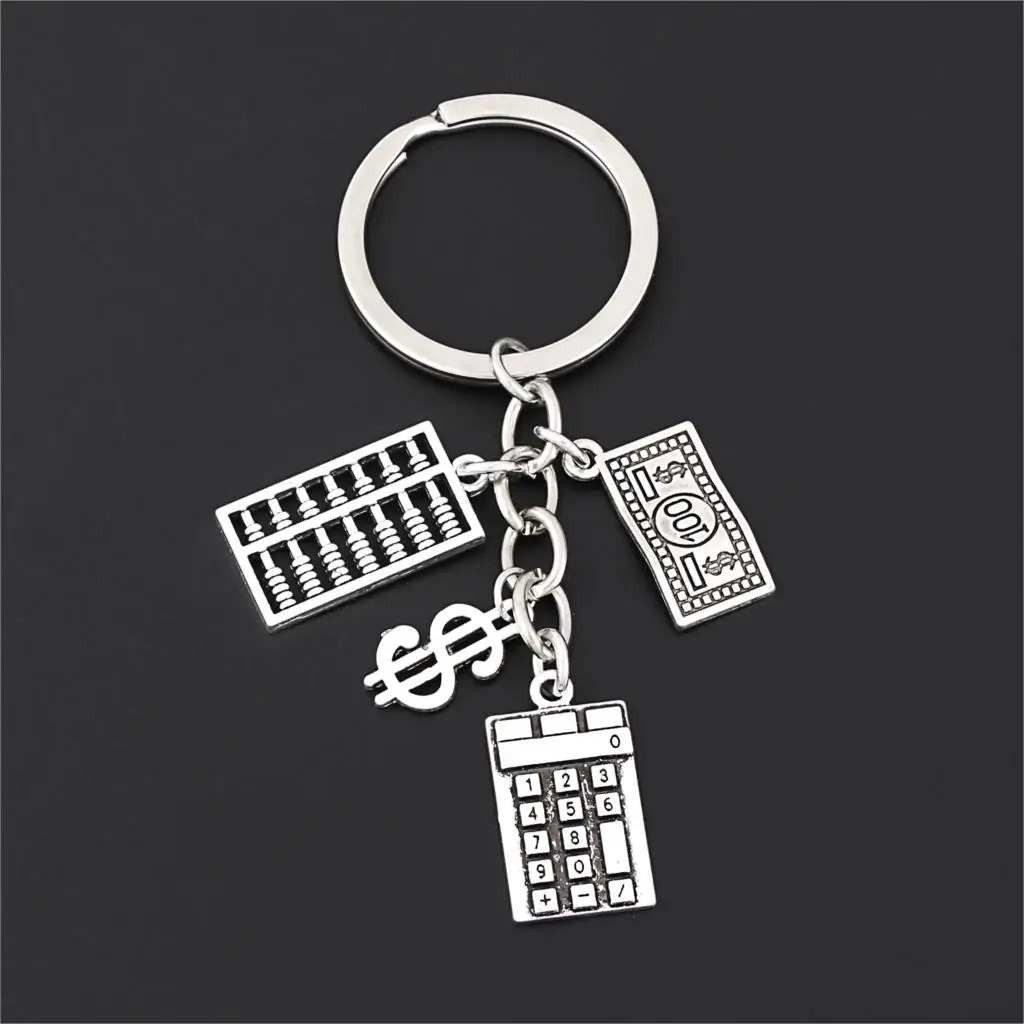 1Pc New Arrived Calculator Accounting Keyring 100 Dollar Bill And Sign Pendant Fit Men Purse Gift Diy Jewelry Wholesale E2693