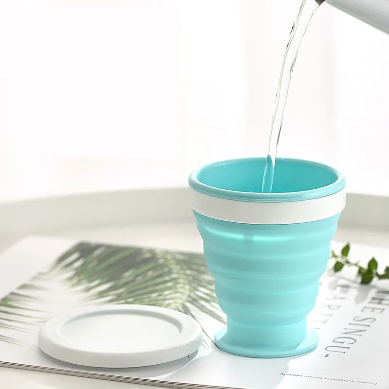 100/200/350mlTelescopic Portable Silicone Folding Cup Food Grade Water Cup Travel Drinking Ware Mug Outdoor Resin Coffee Handcup