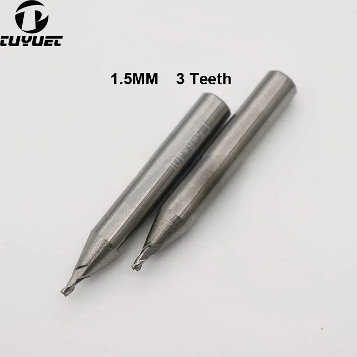 Multi-function Carbide End Mill 1.5MM  3F 3 Teeth Tungsten  Milling Cutter numerical Control  key machine drill