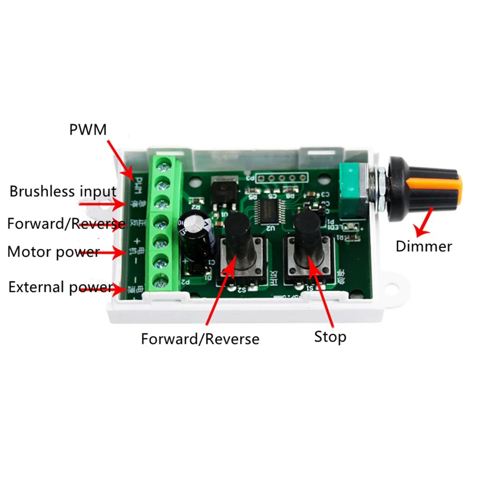 Taidacent Stepless PWM Speed Switch Regulator 12V 24V Brushless Motor PWM Speed Controller Control for BLCD DC Motor