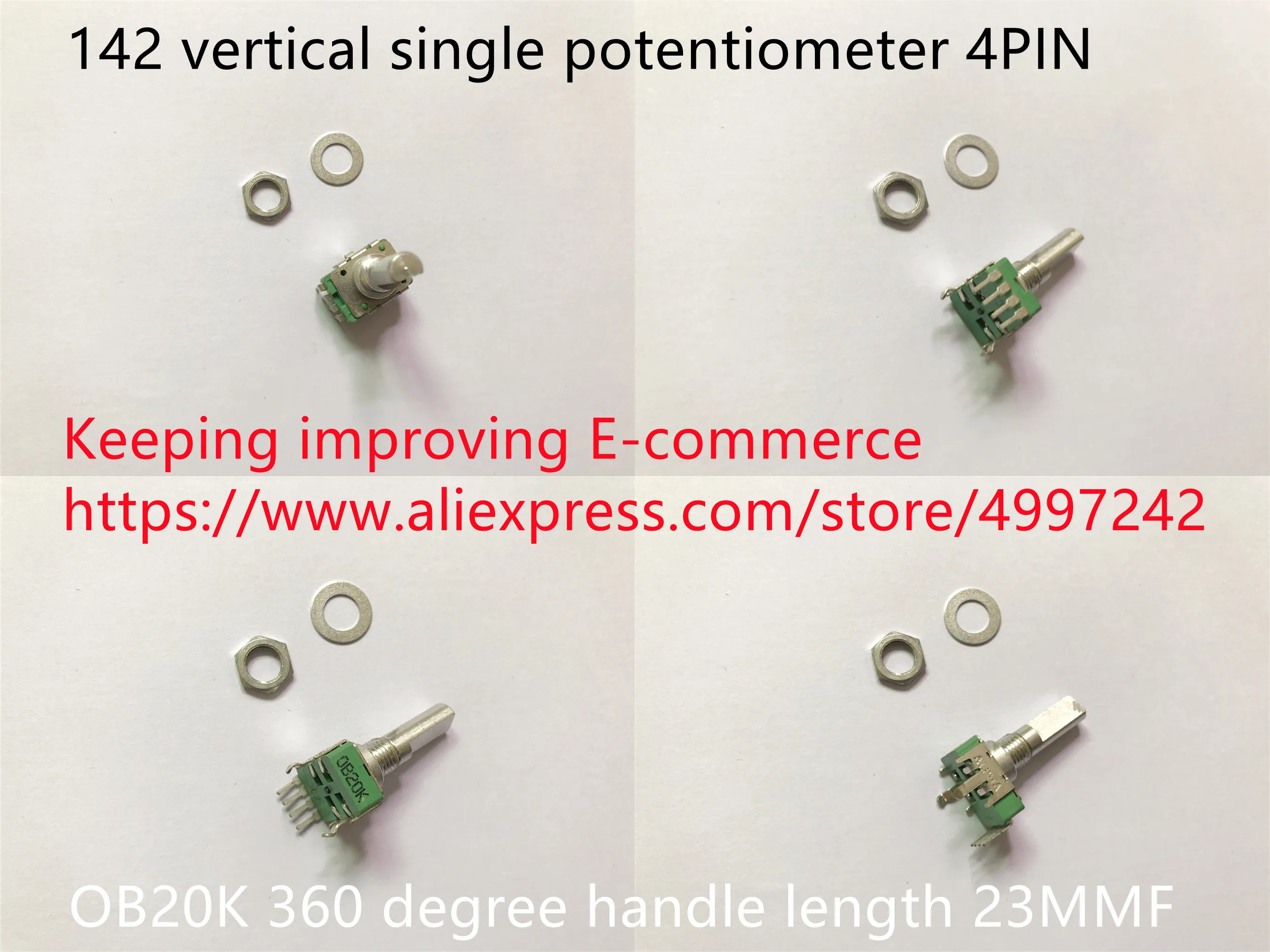 Original new 100% 142 Type vertical single potentiometer OB20K 360-degree 4pin handle length 23MMF (SWITCH)