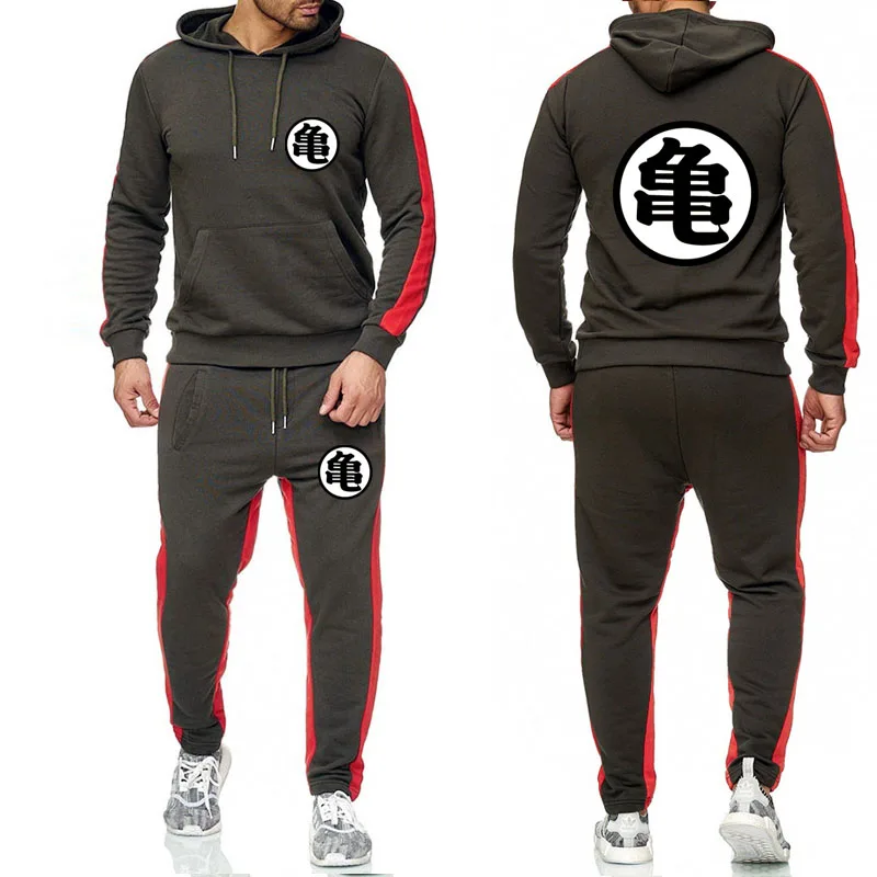 Anime Large size tracksuit men set letter sportswear sweatsuit male sweat track suit jacket hoodie with pants