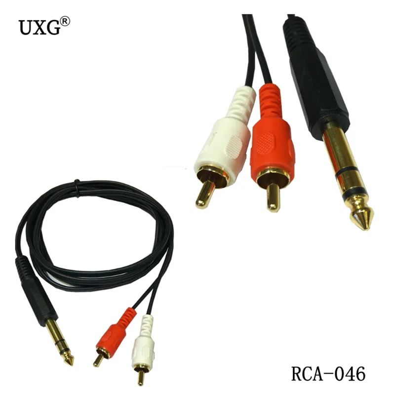 RCA plugs Three core 6.5/6.35/6.3 stereo Male Jack to 2 RCA Phono Male Jack Stereo Audio Y Splitter Cable 20cm 150cm