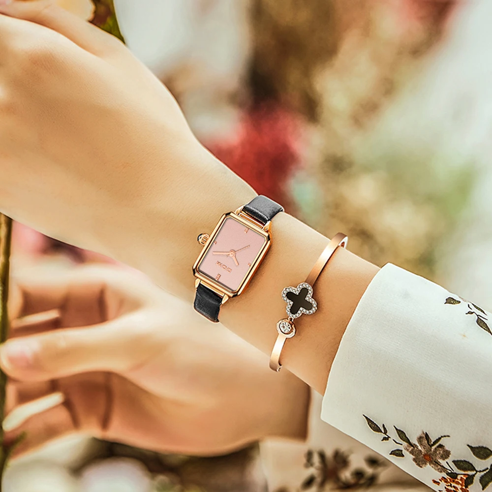 DOM Ladies Watch Luxury Trend Casual Fashion  Waterproof Swimming Leather Women's Watch G-1337