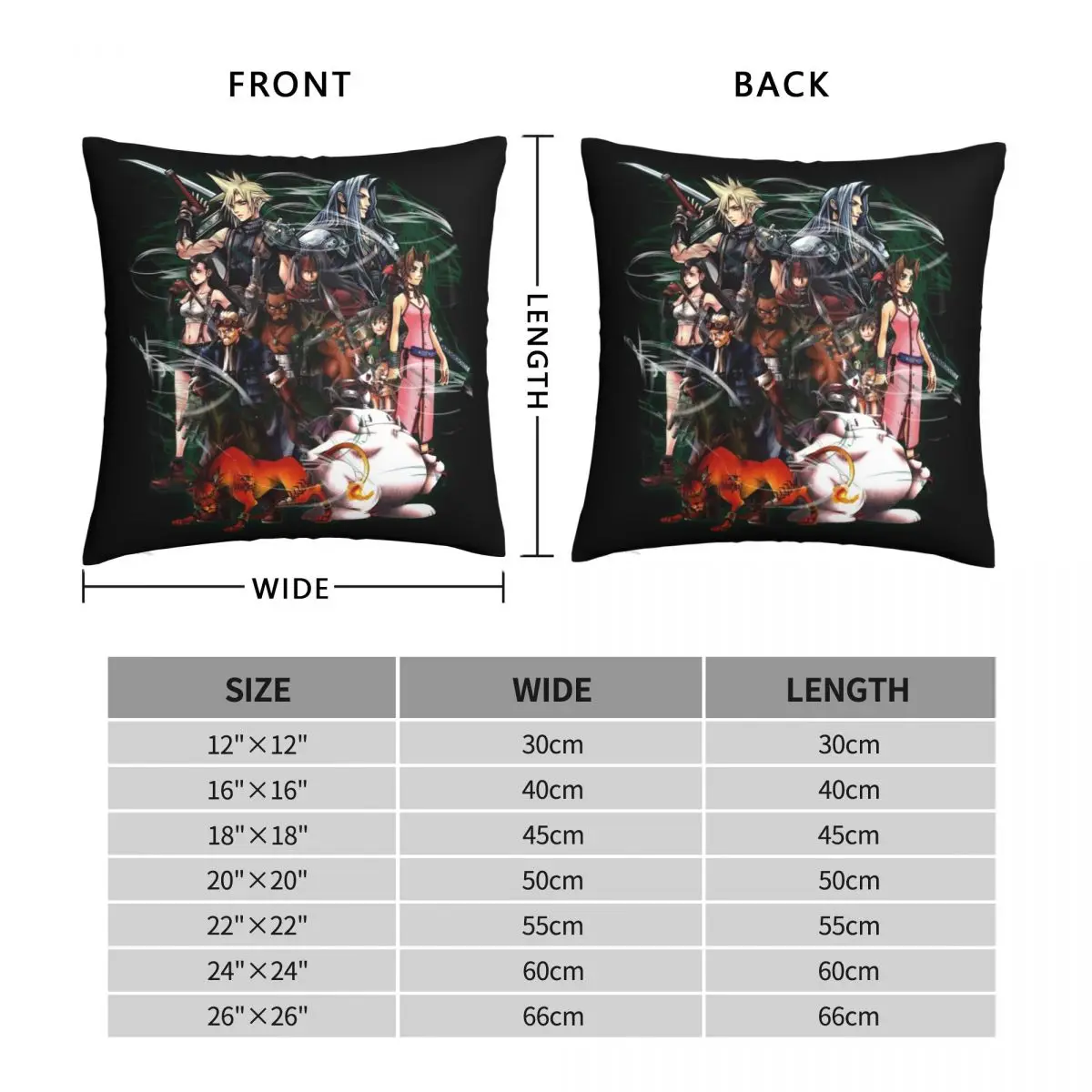 Final Fantasy VII Collage Square Pillowcase Polyester Linen Velvet Printed Zip Decor Car Cushion Case