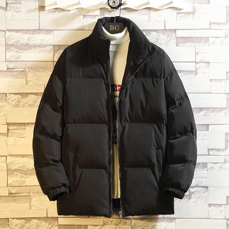 ฤดูหนาวแจ็คเก็ตผู้ชาย Parkas Thicken Coats 2021ใหม่ลำลองชาย Stand Collar เสื้อแจ็คเก็ตผู้ชายลงสีทึบ Outwear Chaquetas