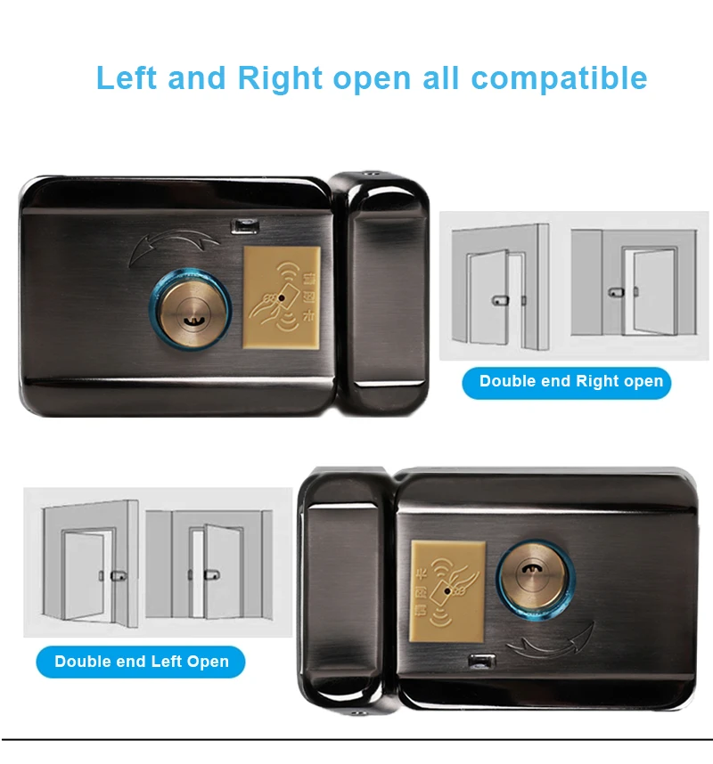 125kHz Card Swiping Lock 50m Remote Control ID Magnetic Card Door Lock Wireless Installation 4pcs AA Battery Easy Installation