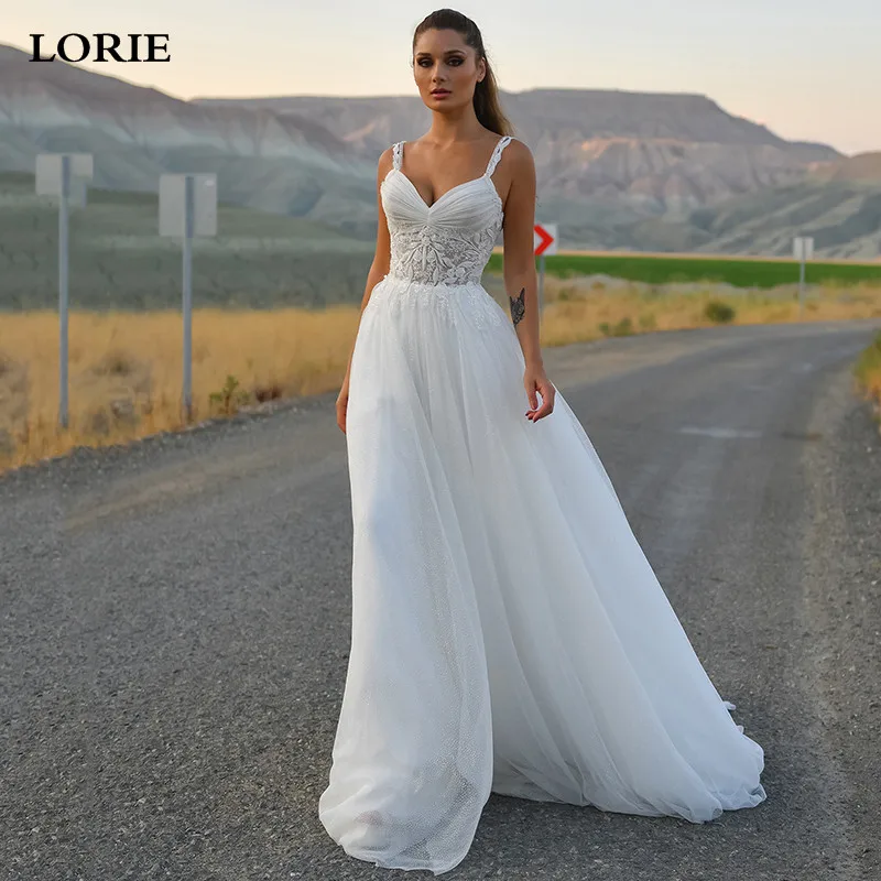 

LORIE Boho Lace A Line Wedding Dress Lace Beach Sweetheart Bride Dresses vestido de noiva Appliques Bridal Gowns 2022