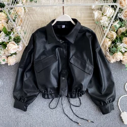 Vintage PU Leather Jaket Women 2023 New fall giacche in ecopelle Ladies Motorcyle Biker Coat Jacket donna Gothic winter