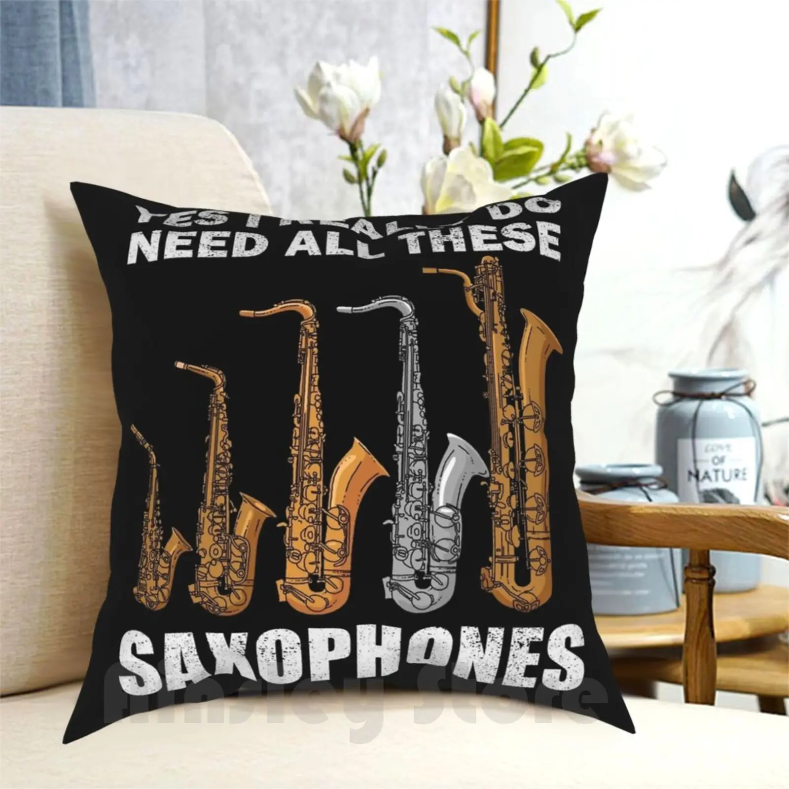 هدايا عازف الساكسفون موسيقى الجاز هدية النساء الرجال الساكسفون كيس وسادة مطبوعة المنزل لينة لتقوم بها بنفسك وسادة غطاء الساكسفون الساكسفون #1