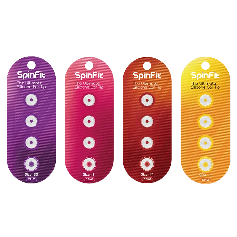 Fones de ouvido originais spinfit cp100 in-ear patenteado silicone eartip 2 par