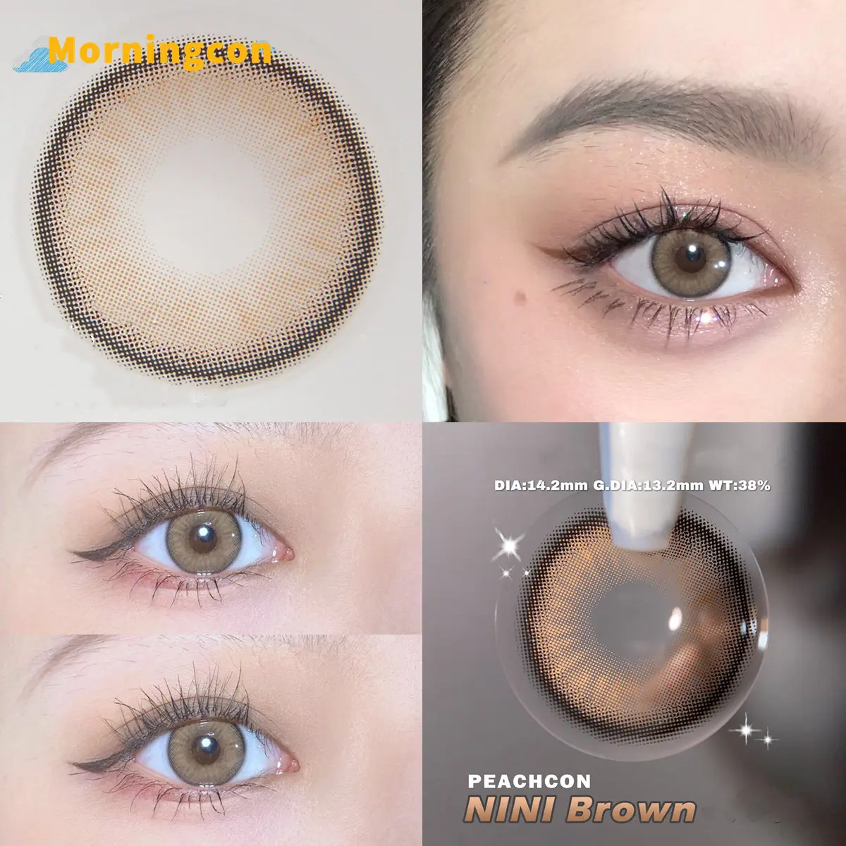 MORNINGCON NINI Brown Myopia Prescription Soft Colored Contact Lenses For Eyes Small Beauty Pupil Make Up Natural Yearly