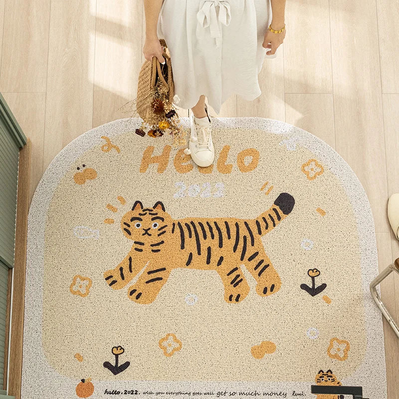 New Indoor Outdoor Carpet Low Profile Heavy Duty Front Door Rug Tiger Welcome Mats Durable Doormat Shoe Scraper Rugs