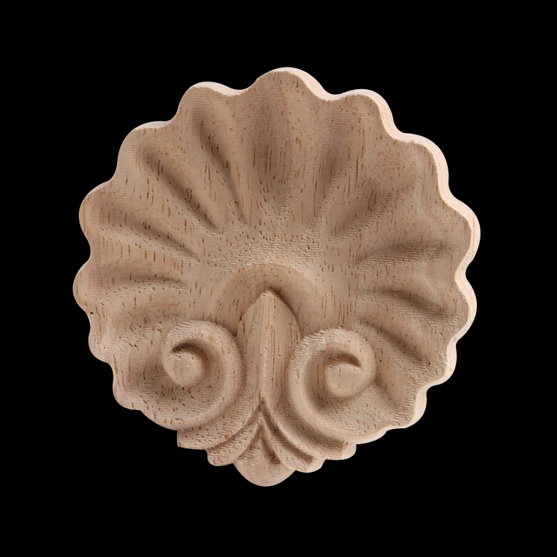 Unpainted Modern Antique Carved Wood Applique Wood Decal Onlay Wood Craft Wood Mouldings Long Oval Large Rubber Wood  Furniture